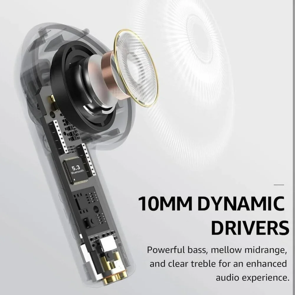 NEW Wireless Earbuds 10mm Drivers with Powerful Bass,2 Mics AI Call Noise Cancel